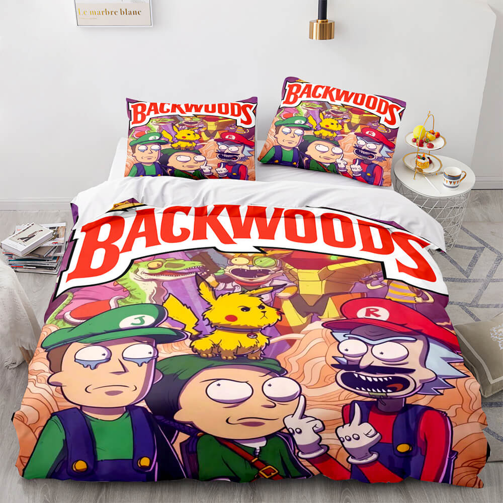 Backwoods Rick and Morty Cosplay 3 Piece Bedding Duvet Cover Sets (Online Order Only)