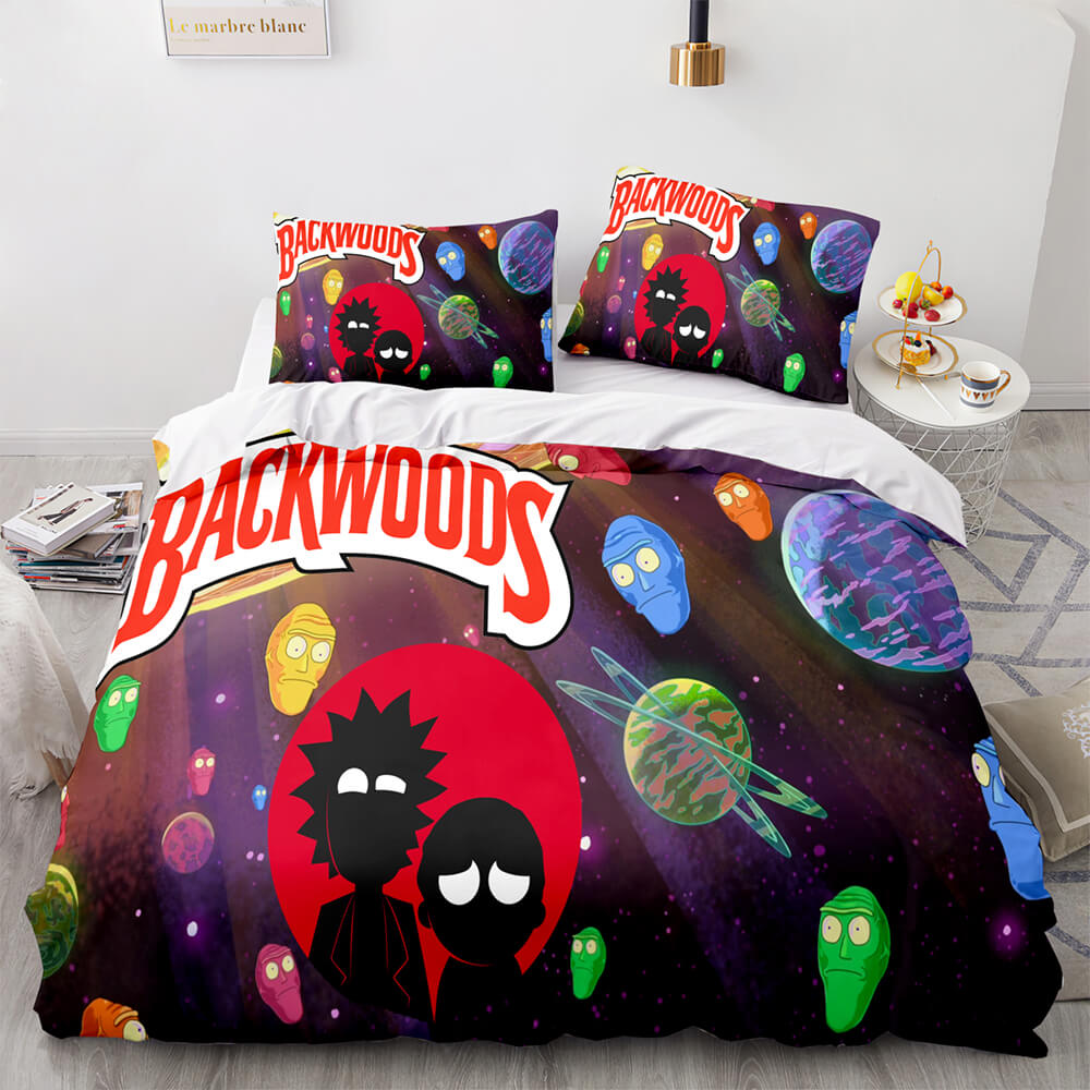 Backwoods Rick and Morty Cosplay 3 Piece Bedding Duvet Cover Sets (Online Order Only)
