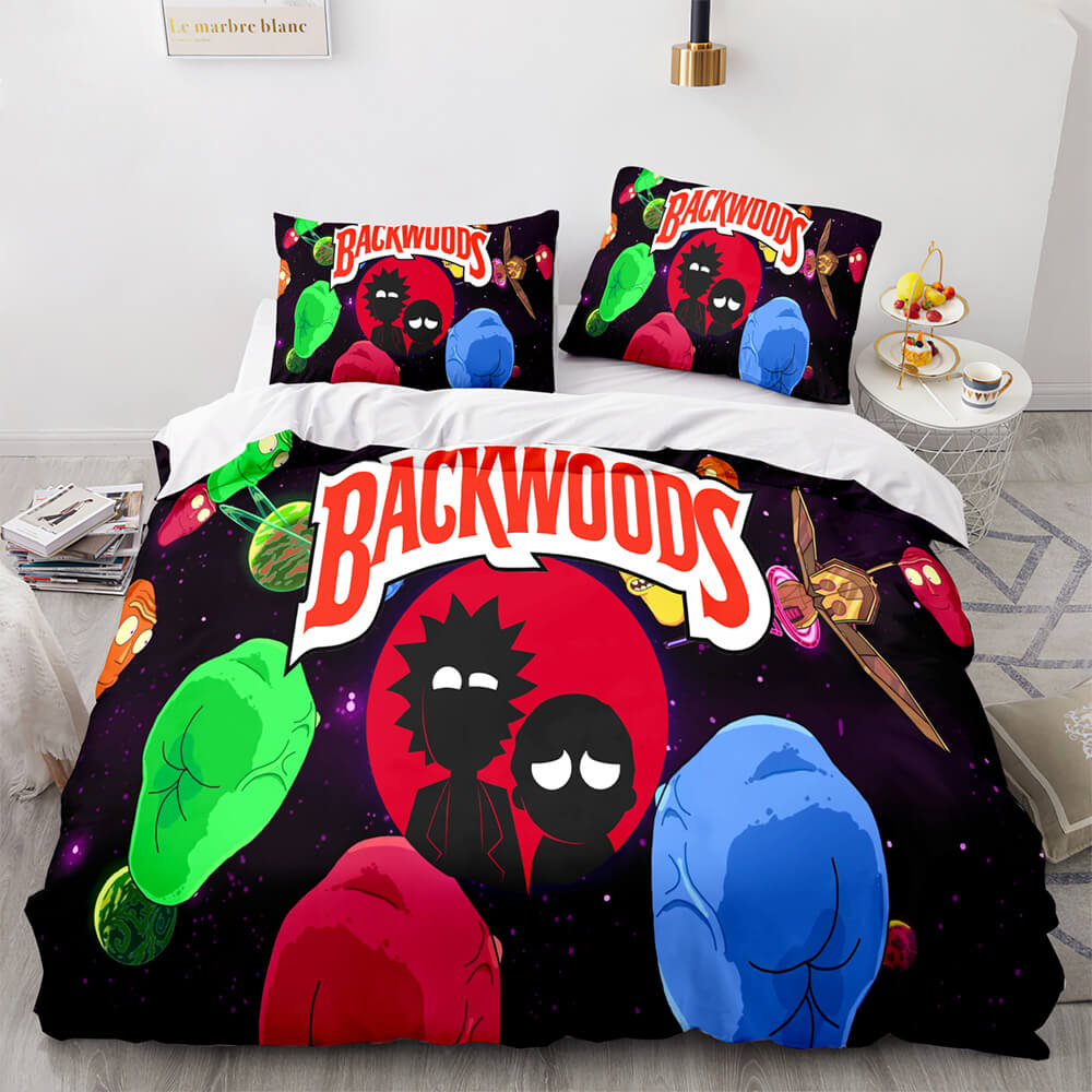 Backwoods Rick and Morty Cosplay 3 Piece Bedding Duvet Cover Sets (Online Order Only)