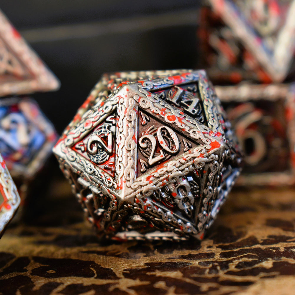 PRE-ORDER || Ballad of the Bard Bloodstained Silver Metal Dice Set