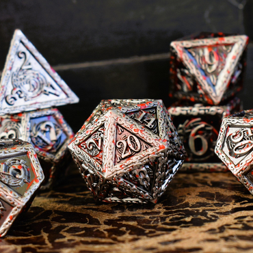 PRE-ORDER || Ballad of the Bard Bloodstained Silver Metal Dice Set