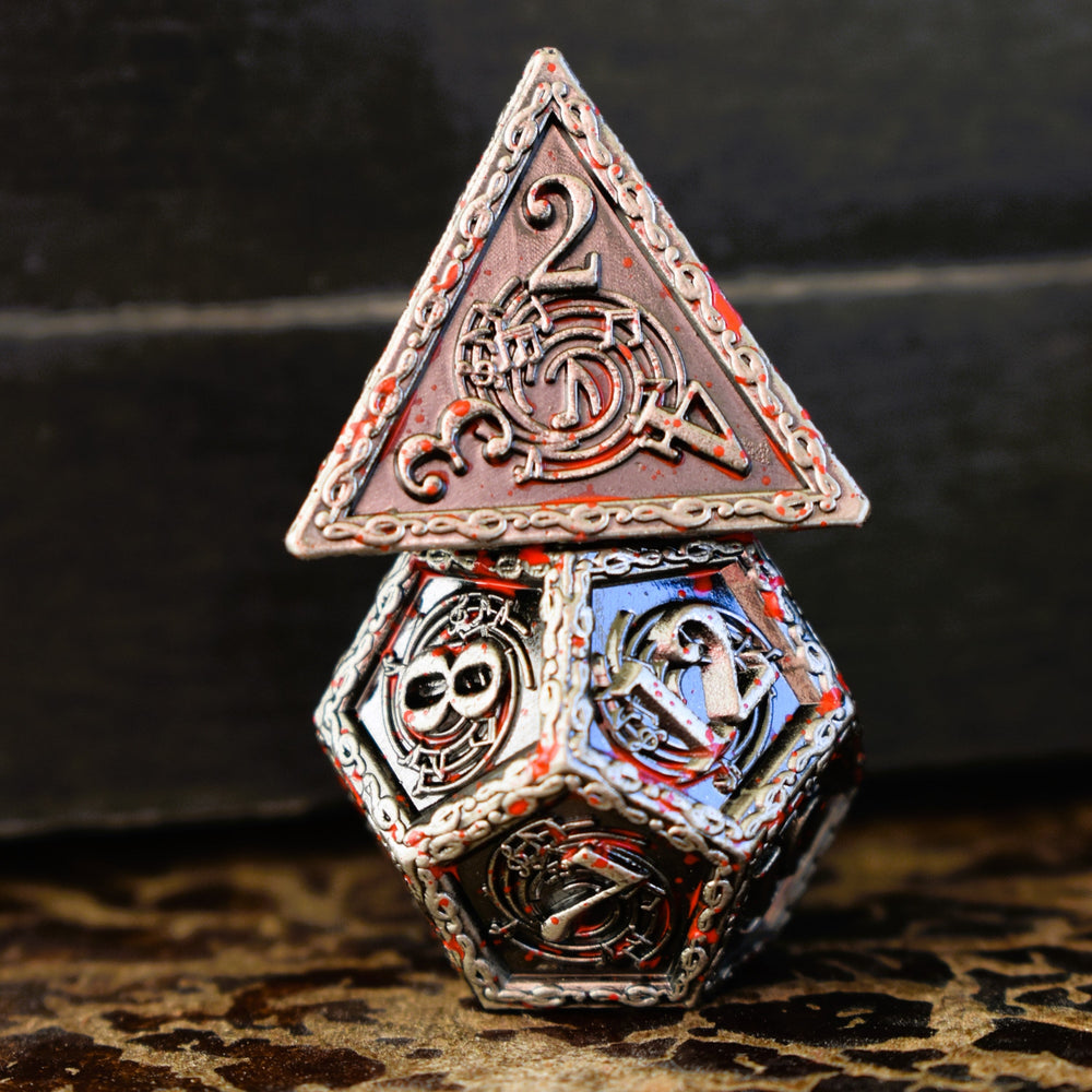 PRE-ORDER || Ballad of the Bard Bloodstained Silver Metal Dice Set