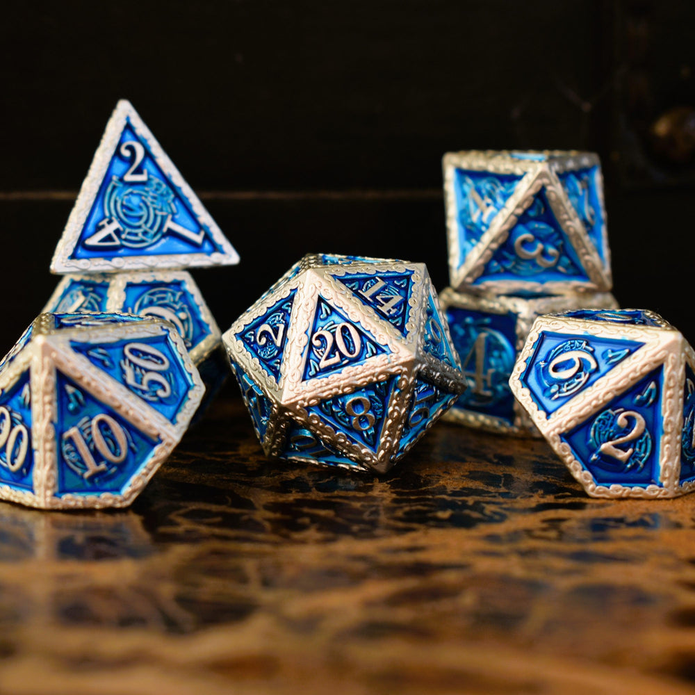 PRE-ORDER || Ballad of the Bard Blue and Silver Metal Dice Set