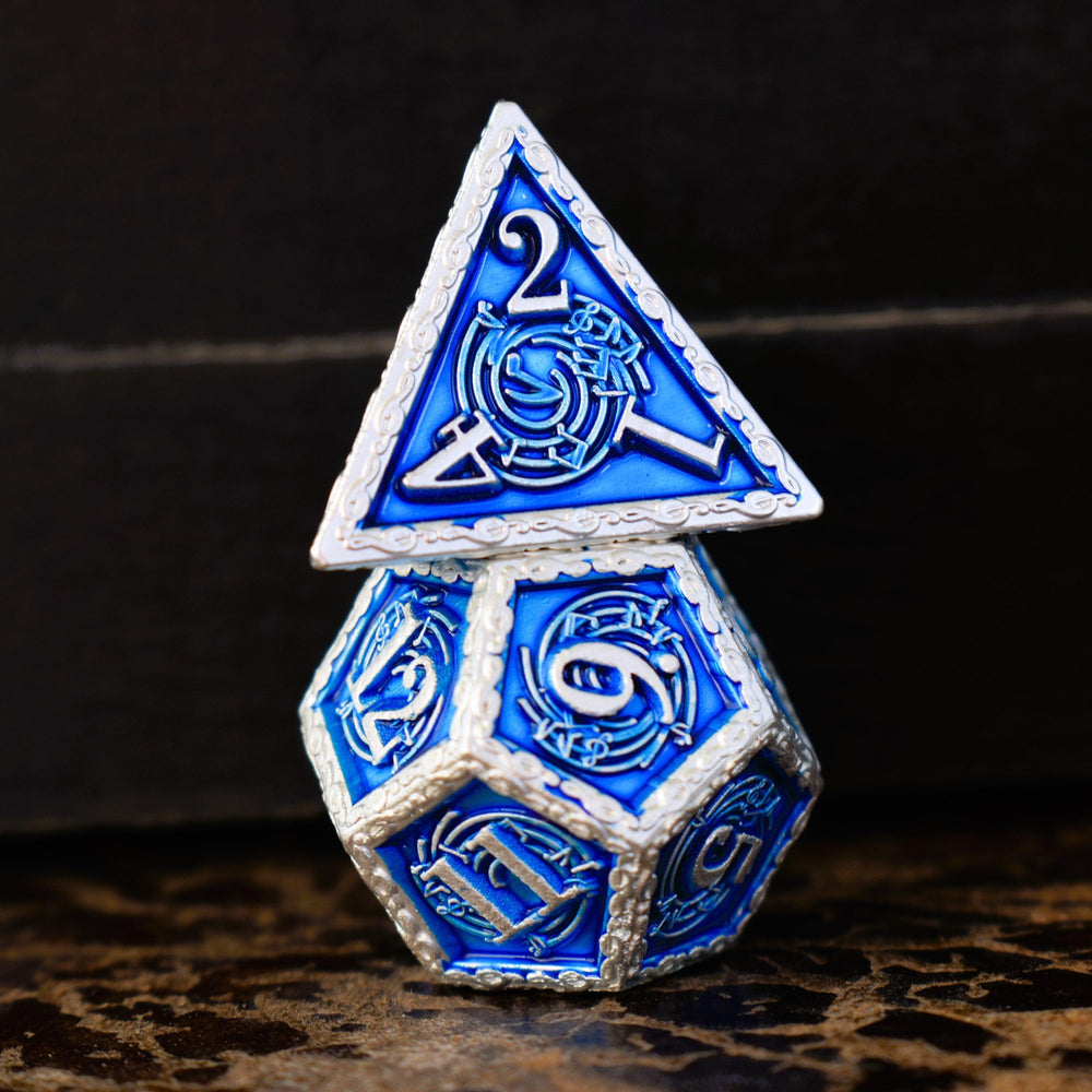 PRE-ORDER || Ballad of the Bard Blue and Silver Metal Dice Set
