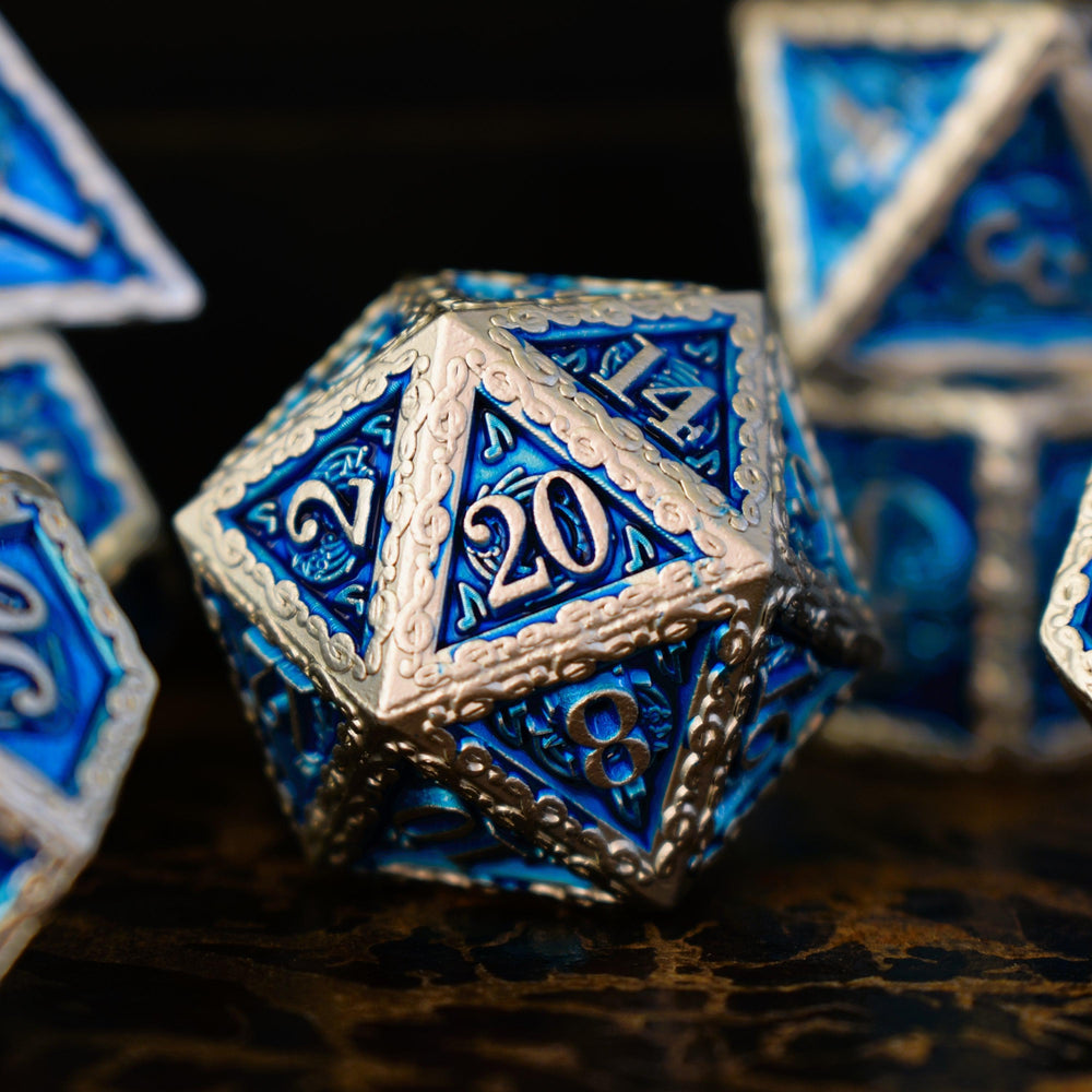 PRE-ORDER || Ballad of the Bard Blue and Silver Metal Dice Set