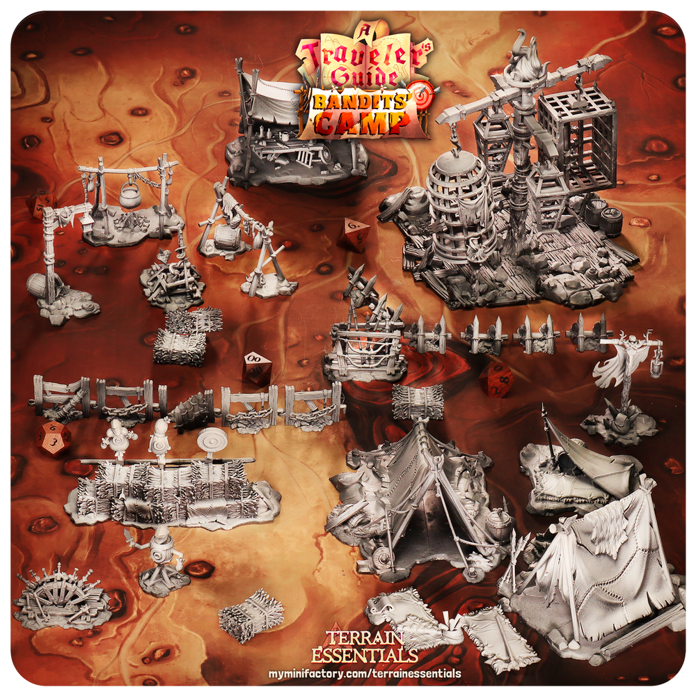 3D Printed Cast n Play Shooting Area Bandits Camp Terrain Set 28mm 32mm D&D (Online Only)