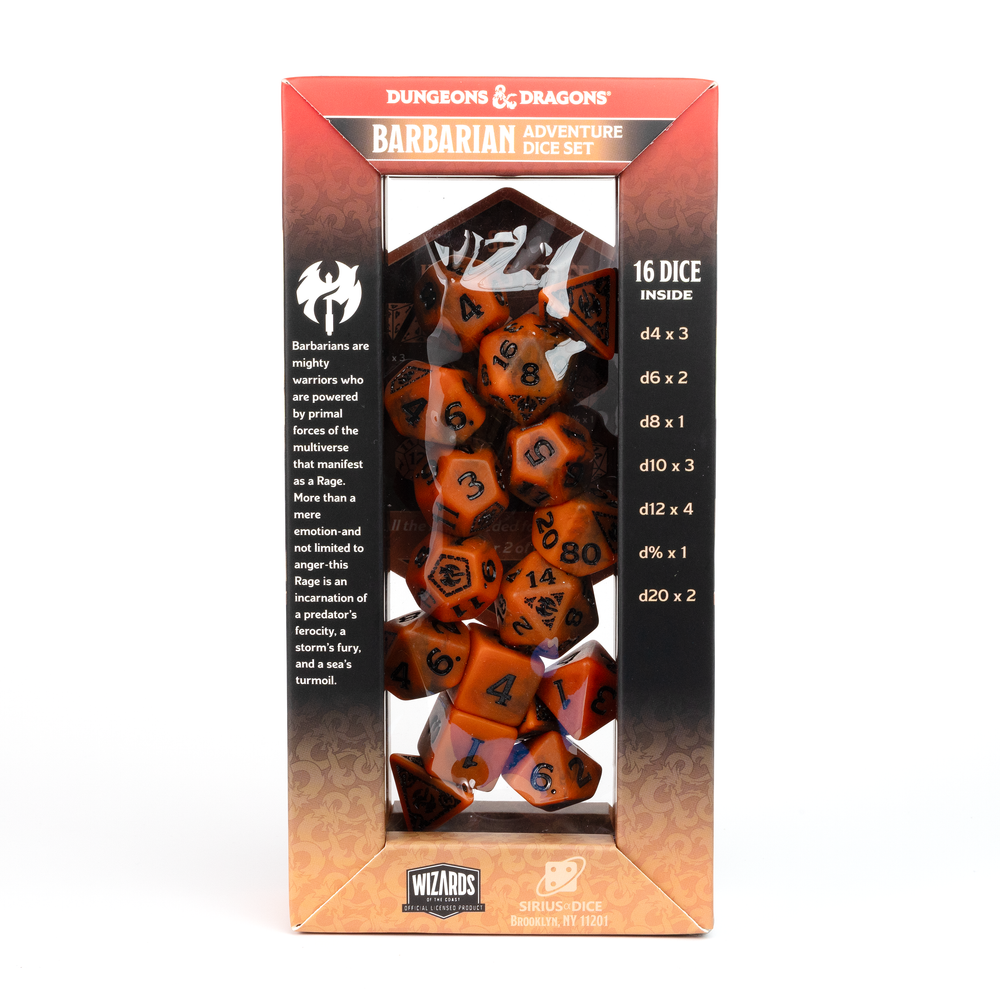 D&D Adventure Dice Set - Barbarian Edition | Orange 15pc Collection (ONLINE ORDER ONLY)