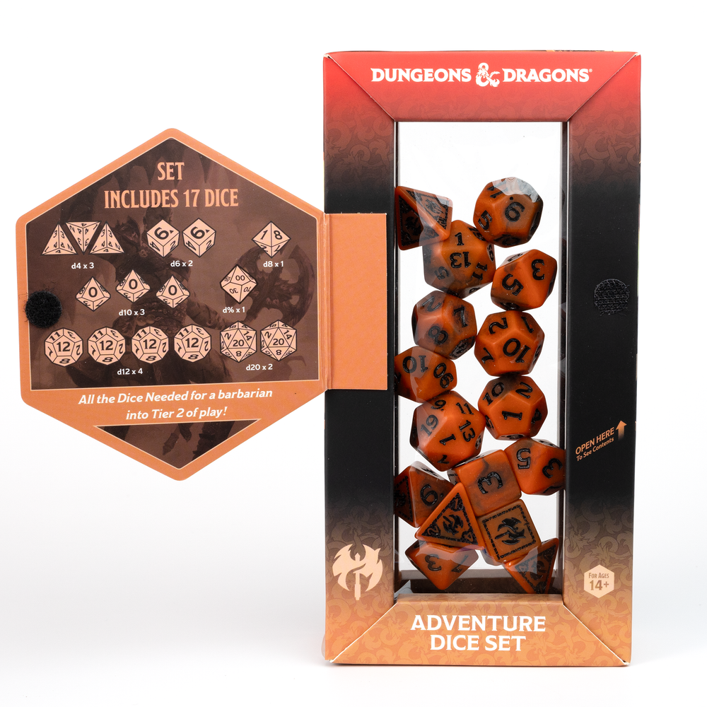 D&D Adventure Dice Set - Barbarian Edition | Orange 15pc Collection (ONLINE ORDER ONLY)