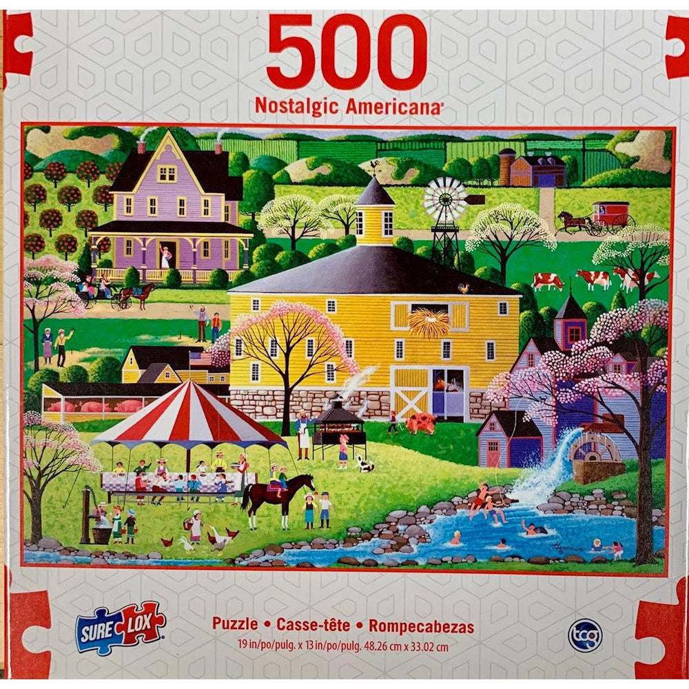 Barbecue at the Round Barn Americana 500 Piece Jigsaw Puzzle Sure Lox (ONLINE ORDER ONLY)