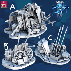 3D Printed STL Miniatures Barricades Set Core Props The Frost City 3 28 - 32mm War Gaming D&D (Online Only)
