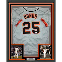 Framed Autographed/Signed Barry Bonds 35x39 San Francisco Grey Baseball Jersey JSA COA (ONLINE ORDER ONLY)