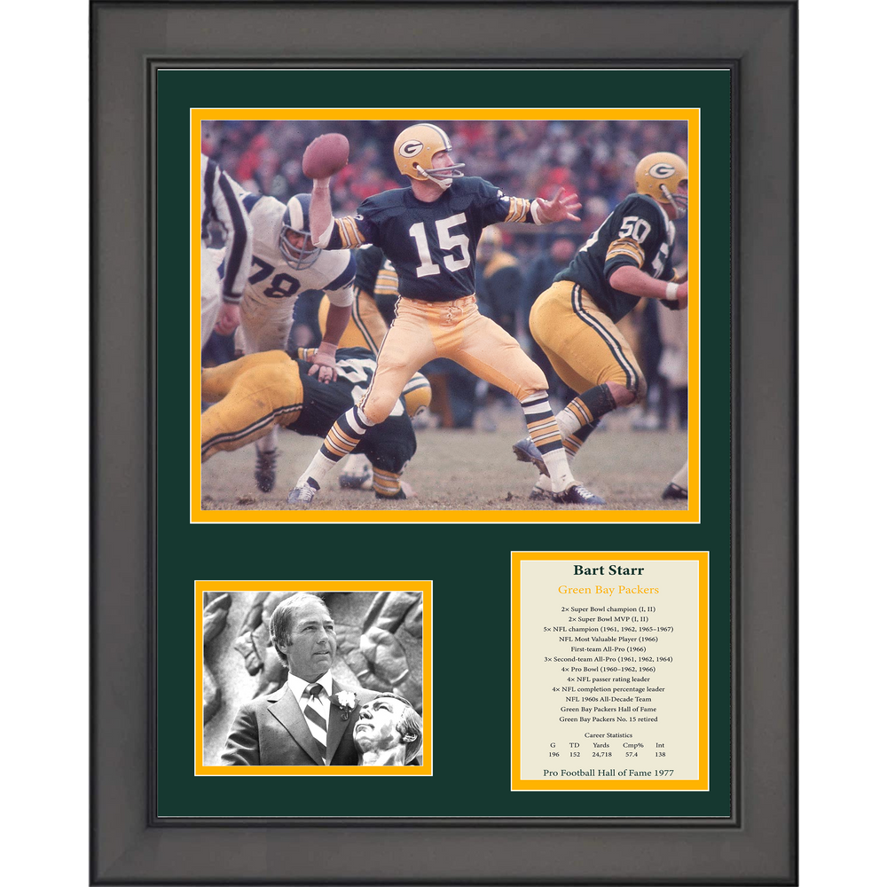 Framed Bart Starr Hall of Fame Green Bay Packers 11"x14" Football Three Photo Collage (ONLINE ORDER ONLY)