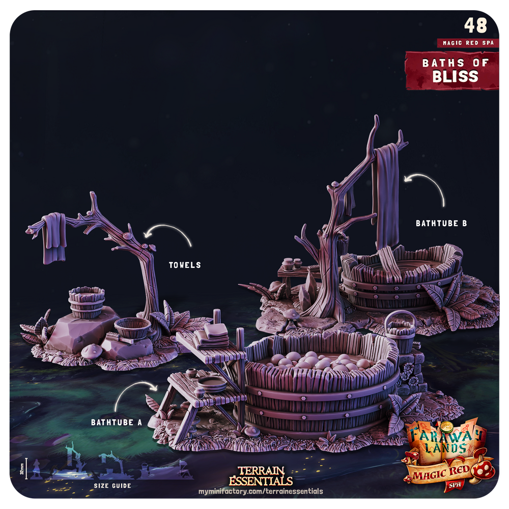 3D Printed Cast n Play Red Magic Spa Set 28mm 32mm D&D (Online Only)