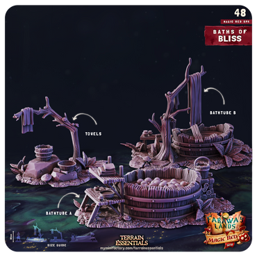 3D Printed Cast n Play Red Magic Spa Set 28mm 32mm D&D (Online Only)