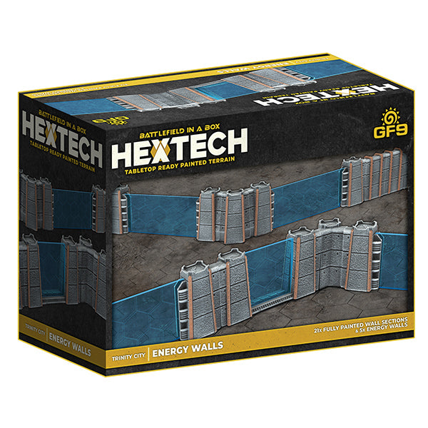 Battlefield in a Box: HexTech - Trinity City - Energy Walls (Grey/Blue) (ONLINE ORDER ONLY)