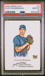 Graded 2008 Topps Allen & Ginter Clayton Kershaw #72 Rookie RC Baseball Card PSA 10 Gem Mint (ONLINE ORDER ONLY)