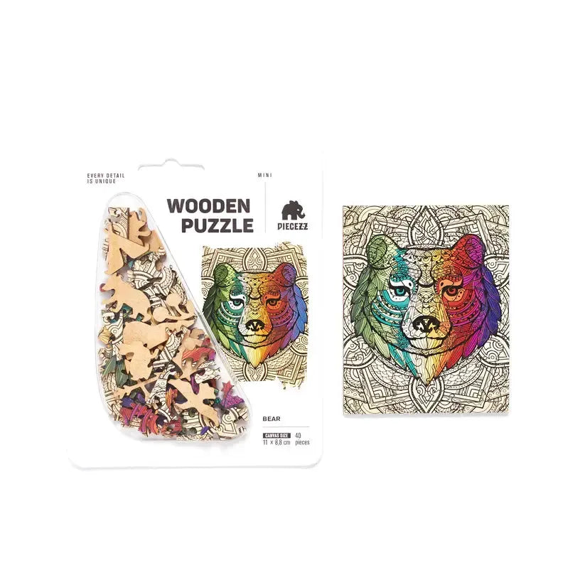 Bear 40 Piece Mini Wooden Jigsaw Puzzle Geek Toys (ONLINE ORDER ONLY)