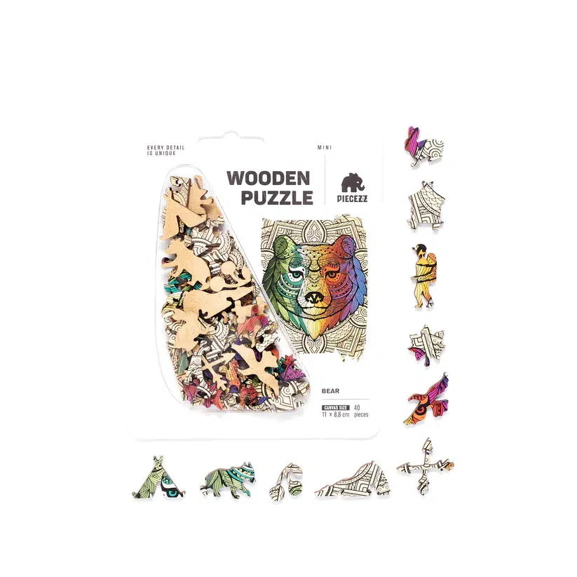 Bear 40 Piece Mini Wooden Jigsaw Puzzle Geek Toys (ONLINE ORDER ONLY)