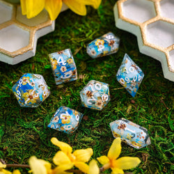 Bees And Flower Handmade Resin DND Dice Set (ONLINE ORDER ONLY)
