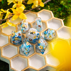 Bees And Flower Handmade Resin DND Dice Set (ONLINE ORDER ONLY)