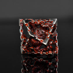 Pre-Order|| Beholder's Gates Hollow Metal Dice Set - Bloodied Silver