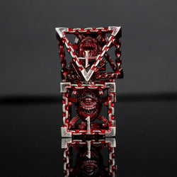 Pre-Order|| Beholder's Gates Hollow Metal Dice Set - Bloodied Silver