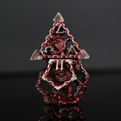 Pre-Order|| Beholder's Gates Hollow Metal Dice Set - Bloodied Silver