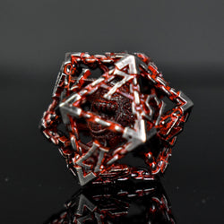 Pre-Order|| Beholder's Gates Hollow Metal Dice Set - Bloodied Silver