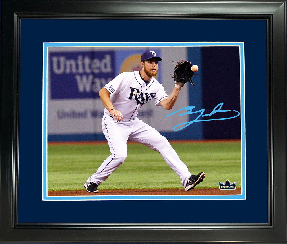 Framed Ben Zobrist Tampa Bay Rays Facsimile Laser Engraved Signature Auto 11"x14" Baseball Photo HOFSM Holo (ONLINE ORDER ONLY)