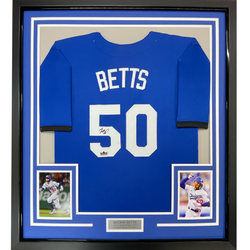 Framed Facsimile Autographed Mookie Betts 35x39 Los Angeles LA Blue Reprint Laser Auto Baseball Jersey (ONLINE ORDER ONLY)