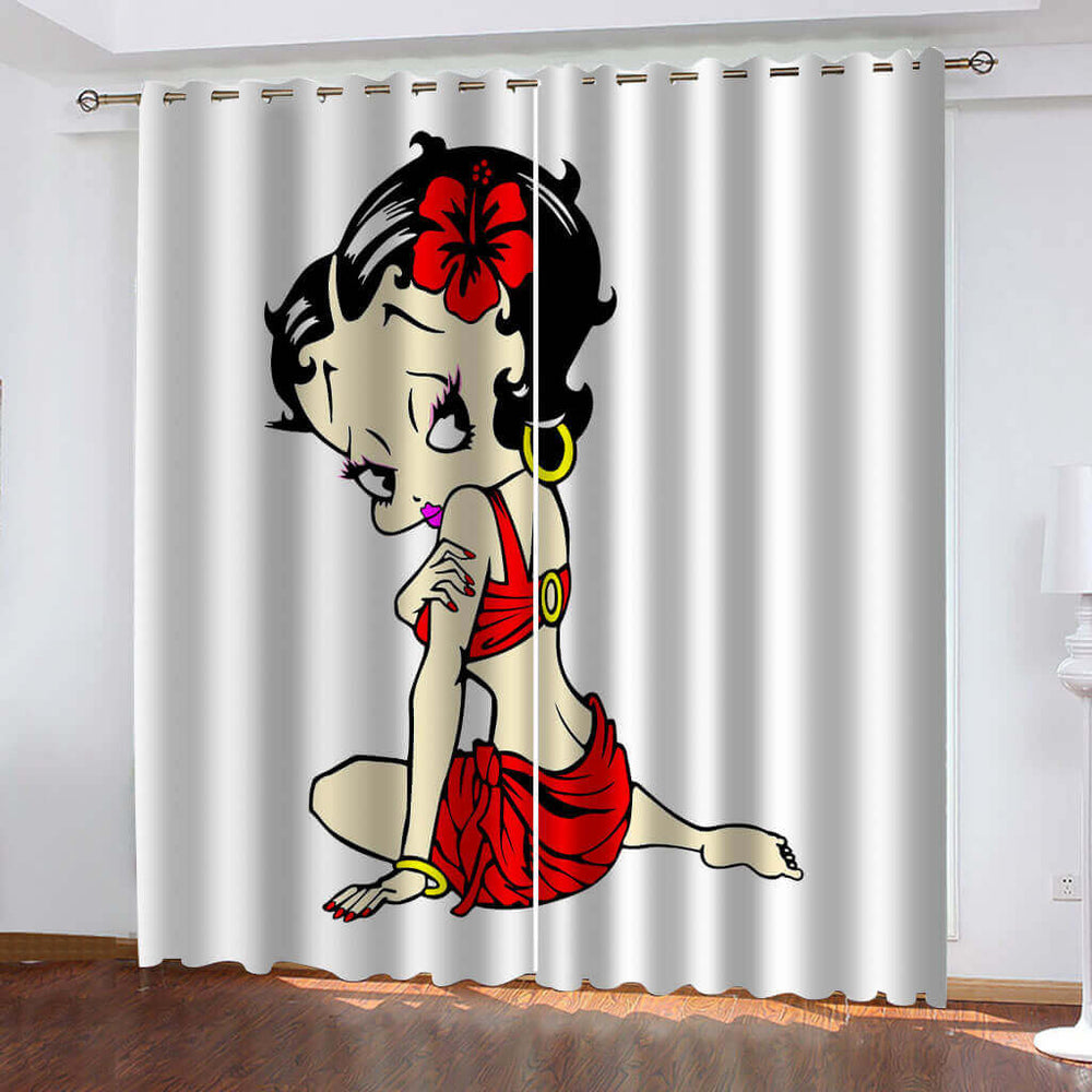 Betty Boop Curtains Cosplay Blackout Window Drapes Room Decoration (Online Order Only)
