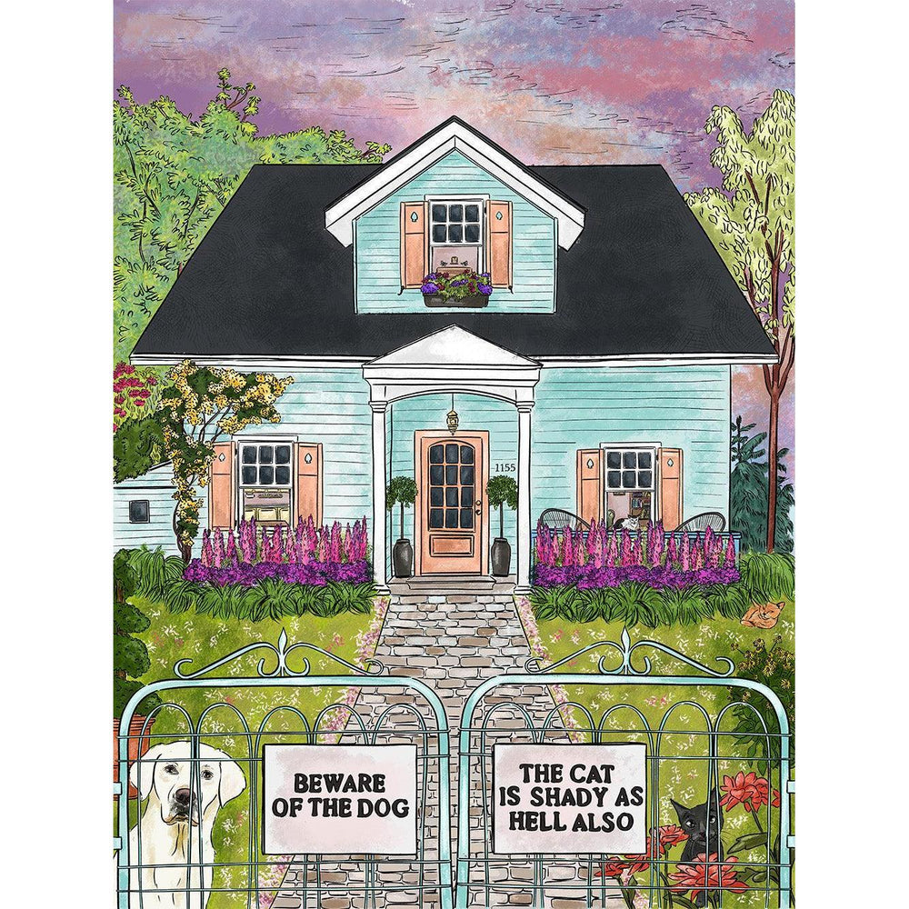 Beware of the Dog... Cat is Shady... 1000 Piece Soft Touch Jigsaw Puzzle Ellembee