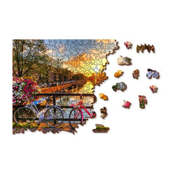 Bikes in Amsterdam 300 Piece Wood Jigsaw Puzzle Wooden City (ONLINE ORDER ONLY)