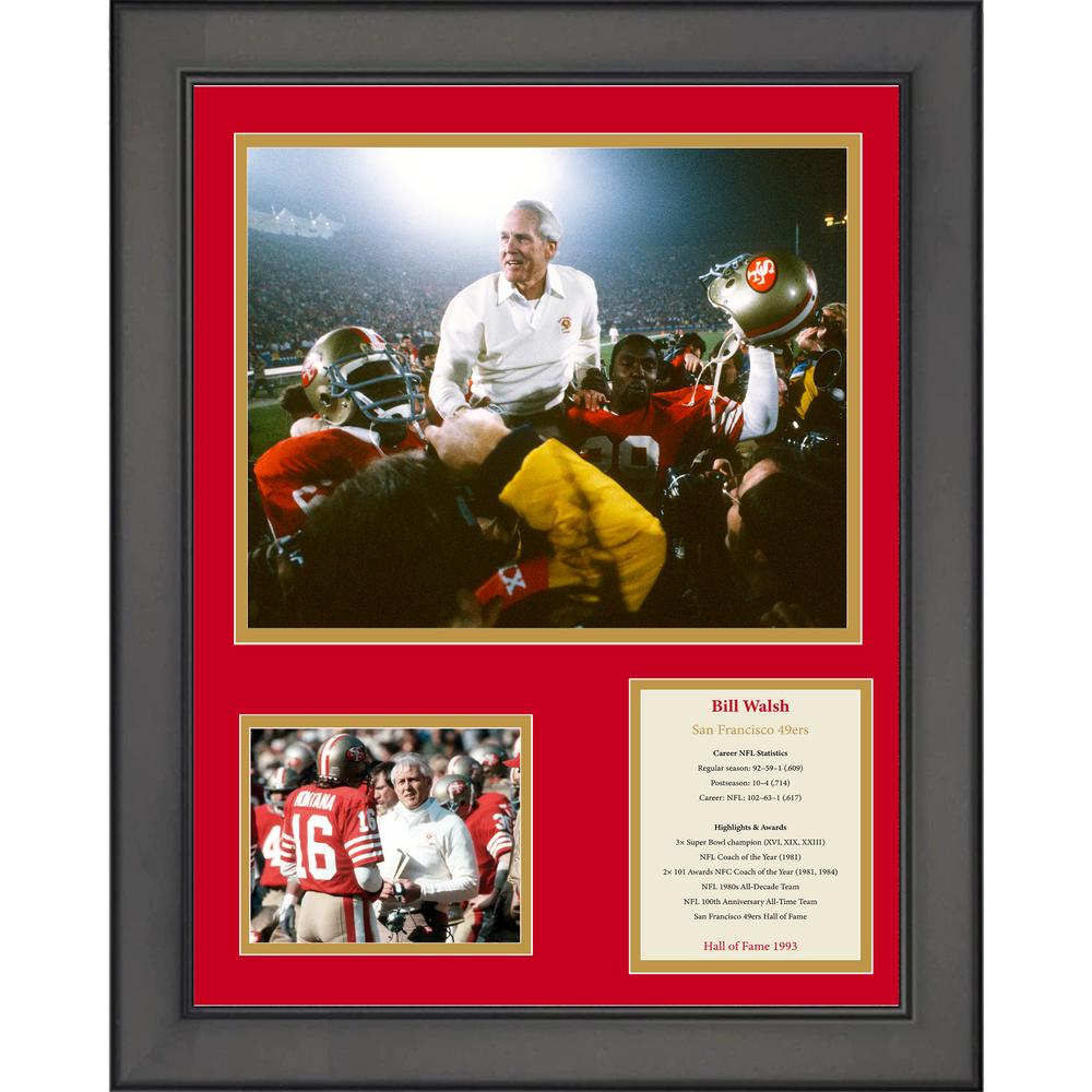 Framed Bill Walsh Hall of Fame San Francisco 49ers 11"x14" Football Three Photo Collage (ONLINE ORDER ONLY)