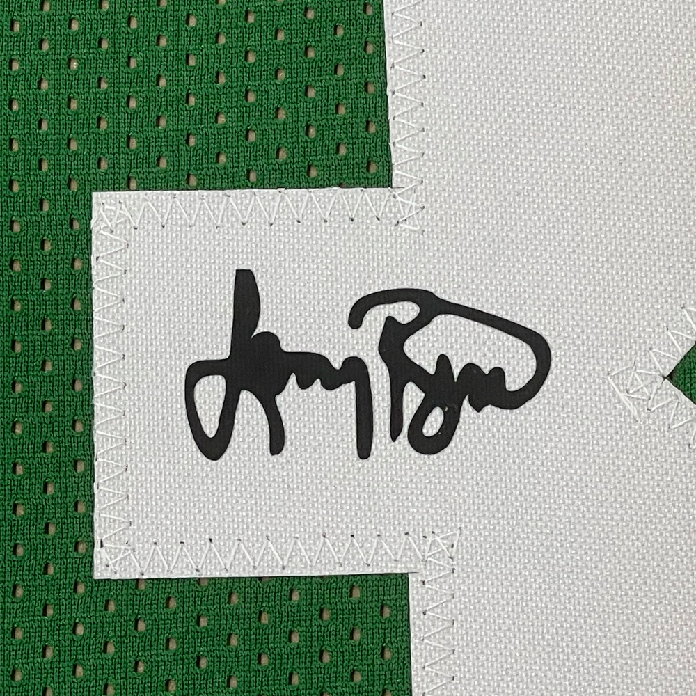 Framed Facsimile Autographed Larry Bird 35x39 Boston Green Reprint Laser Auto Basketball Jersey (ONLINE ORDER ONLY)
