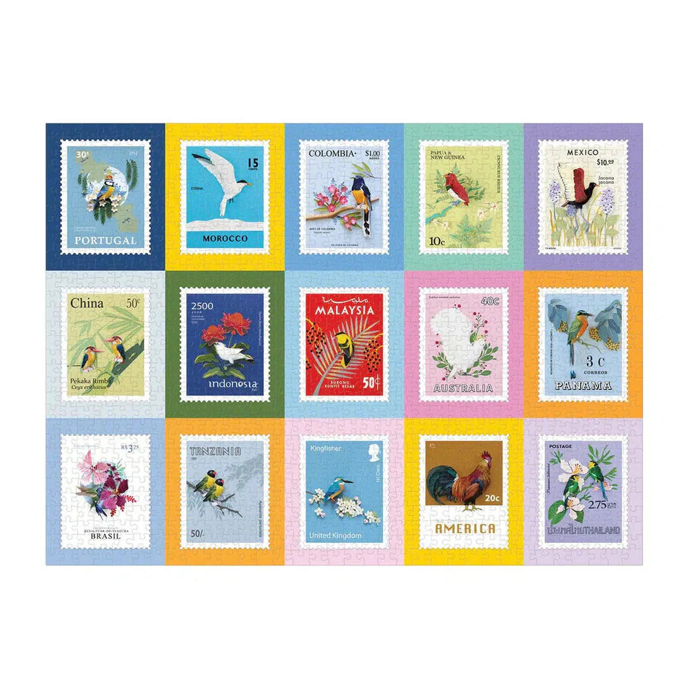 Birds of the World Stamps 1000 Piece Jigsaw Puzzle Galison (ONLINE ORDER ONLY)