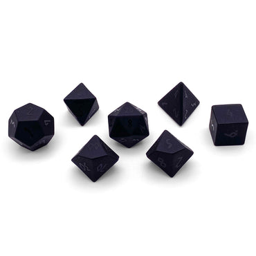 Black Obsidian - Raised 7 Piece RPG Set Gemstone Dice (Online Only)