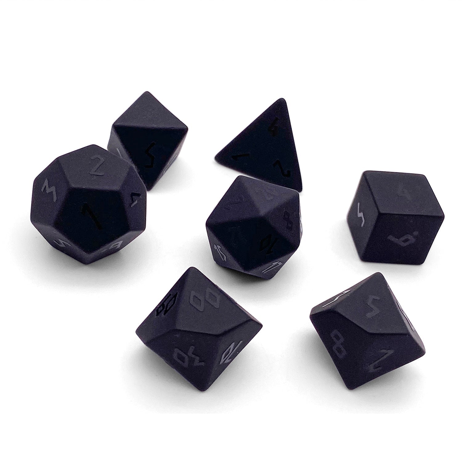 Black Obsidian - Raised 7 Piece RPG Set Gemstone Dice (Online Only)