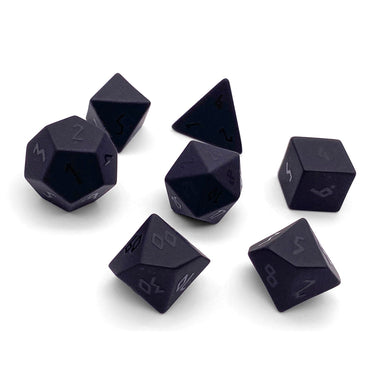 Black Obsidian - Raised 7 Piece RPG Set Gemstone Dice (Online Only)