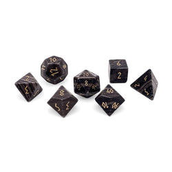 Black Striped Marble - 7 Piece RPG Set Gemstone Dice (Online Only)