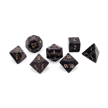 Black Striped Marble - 7 Piece RPG Set Gemstone Dice (Online Only)