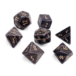 Black Striped Marble - 7 Piece RPG Set Gemstone Dice (Online Only)