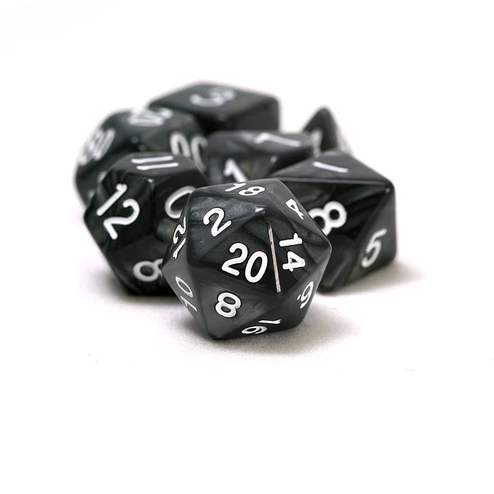 Sirius Dice: Pearl Grey / Black Acrylic Dice Set