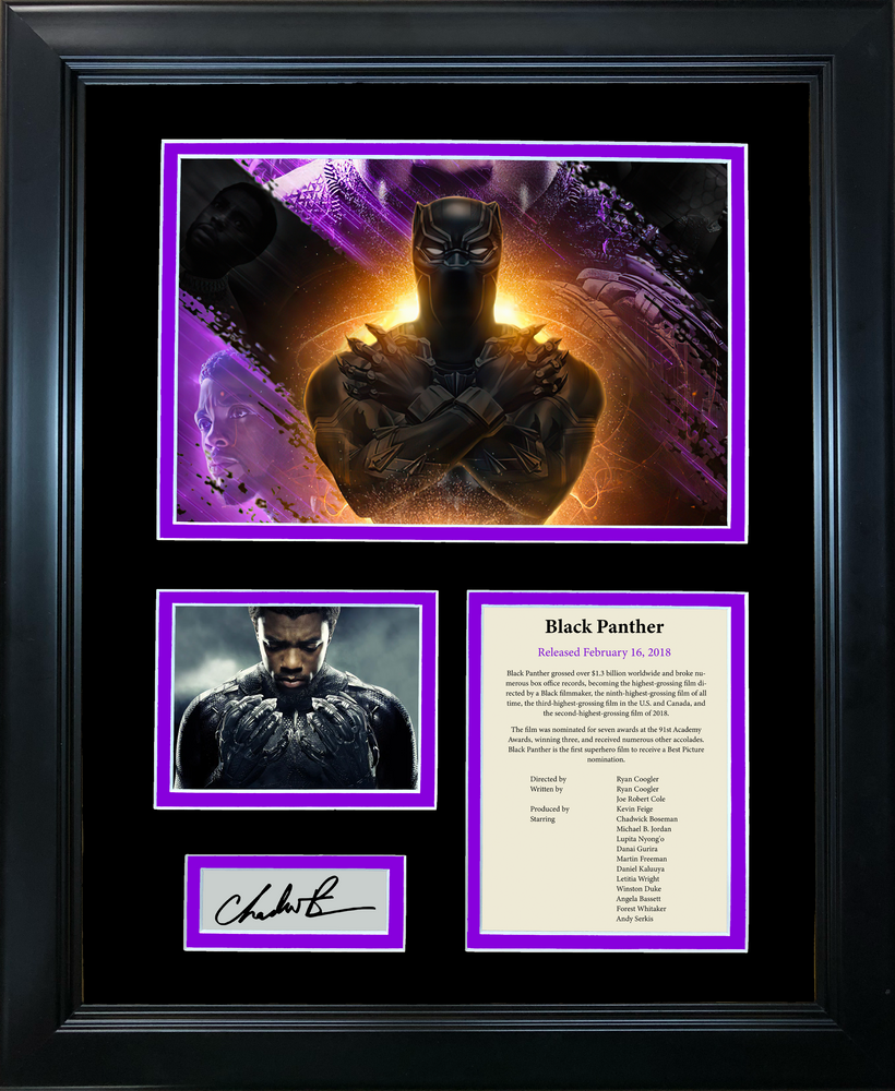 Framed Black Panther Chadwick Boseman Facsimile Laser Engraved Signature Auto Movie 11"x14" Photo Sig Collage (ONLINE ORDER ONLY)