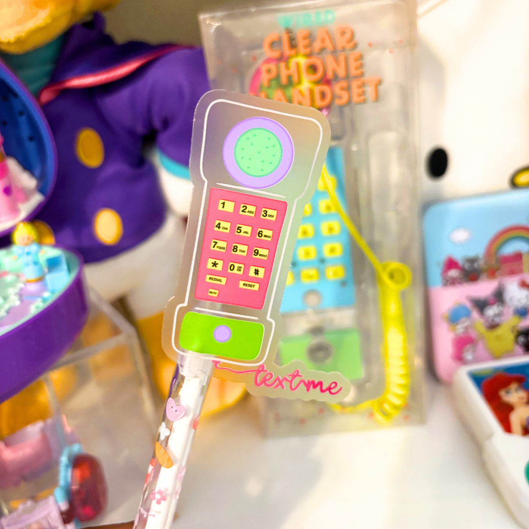 90's Transparent Landline Phone |Vinyl Sticker (ONLINE ORDER ONLY)