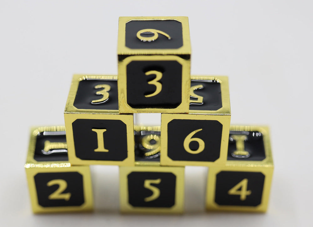 6 piece Metal D6's - Black and Gold (ONLINE ORDER ONLY)