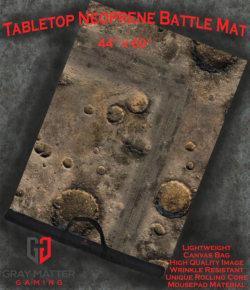 Blasted Battlefield | Neoprene Battle Mat with Bag | Baron of Dice (ONLINE ORDER ONLY)