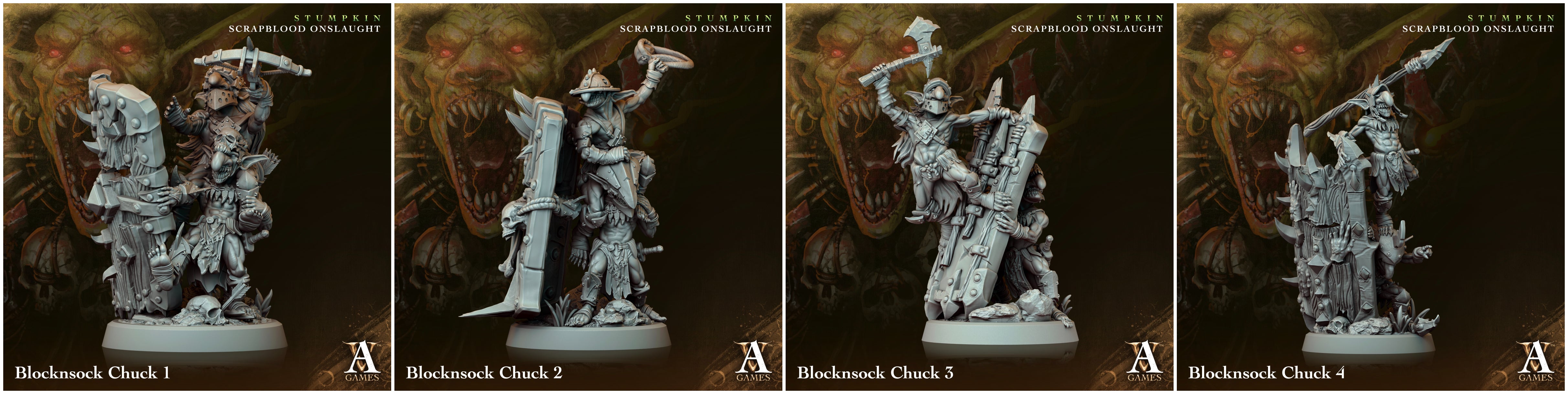 3D Printed Archvillain Games Blocknsock Chucks Stumpkin Scrapblood Onslaught 28 32mm D&D (Online Only)