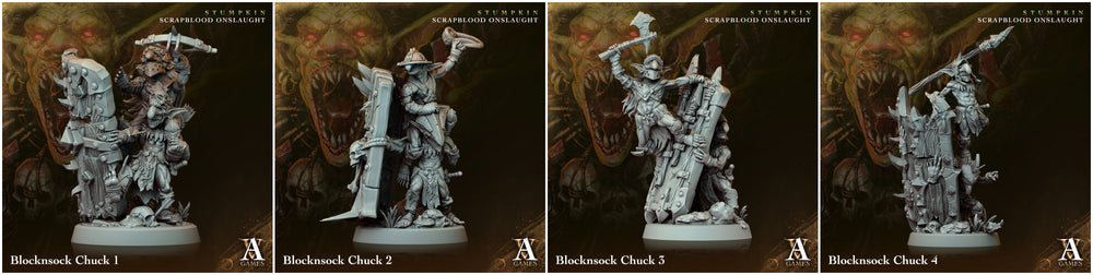3D Printed Archvillain Games Blocknsock Chucks Stumpkin Scrapblood Onslaught 28 32mm D&D (Online Only)