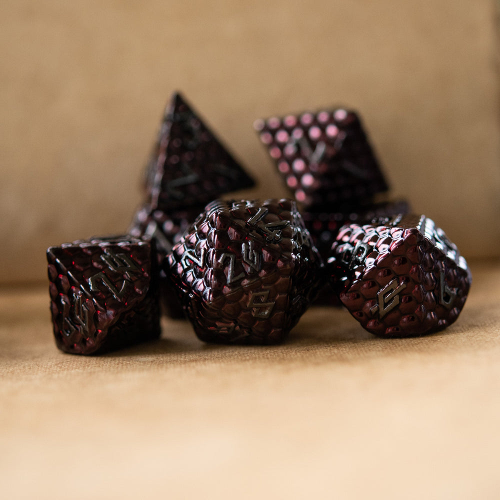 PRE-ORDER || Blood Red Dragon's Egg Metal Dice Set